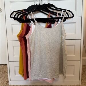 6 new Time and Tru women's camisole tank tops with adjustable straps, size L.